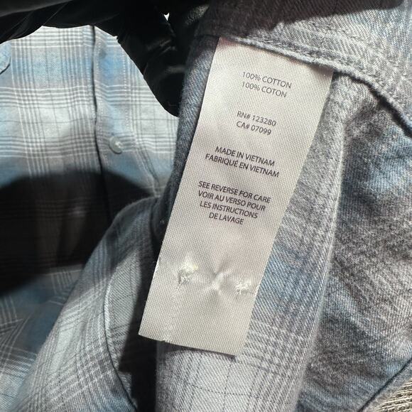Travis Mathew Flannel Button Up Shirt Men's 2XL Blue Gray Plaid Long Sleeve - Picture 11 of 13